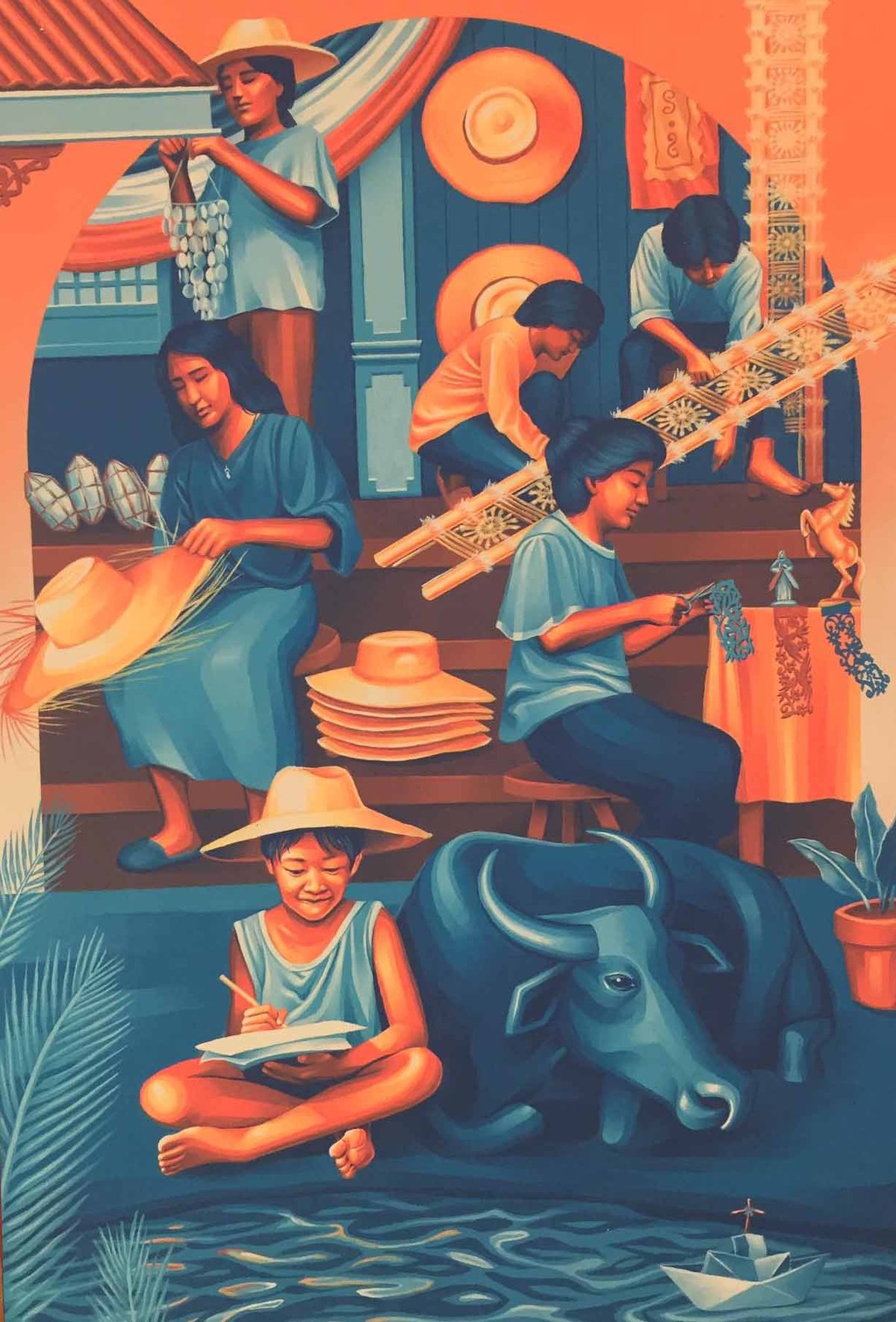 'A Day in the Cotton Neighborhood,' painting competition winner, by Mark Quizon of Baliwag.